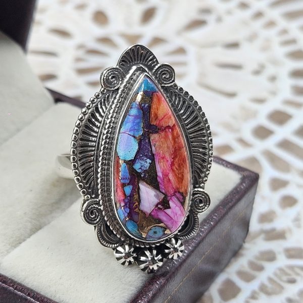 Pink Dahlia Turquoise 925 Sterling Silver Ring (REXT50-72) - Image 2
