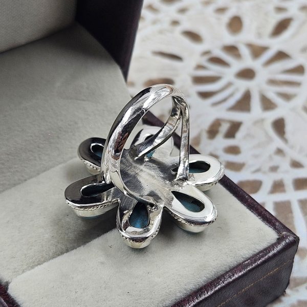Black Onyx & Rainbow Moonstone 925 Sterling Silver Ring (REXT48-23) - Image 2