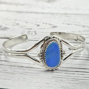 Australian Opal 925 Sterling Silver Cuff Bangle (RS9-273)