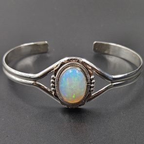 Ethiopian Opal 925 Sterling Silver Cuff Bangle (RS9-278)