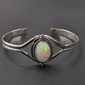 Ethiopian Opal 925 Sterling Silver Cuff Bangle (RS9-277)