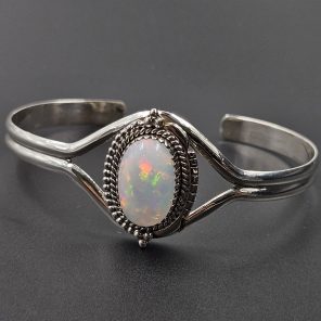 Ethiopian Opal 925 Sterling Silver Cuff Bangle (RS9-275)