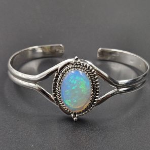 Ethiopian Opal 925 Sterling Silver Cuff Bangle (RS9-276)