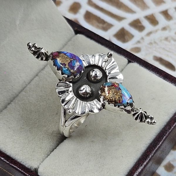 Pink Dahlia Turquoise 925 Sterling Silver Ring (REXT59-11) - Image 2