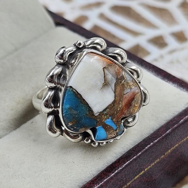 Spade Spiny Oyster Turquoise 925 Sterling Silver Ring (RS38-10) - Image 2