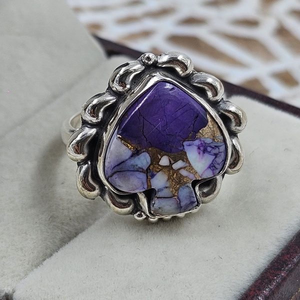 Spade Blue Spiny Oyster Turquoise 925 Sterling Silver Ring (RS38-11) - Image 2