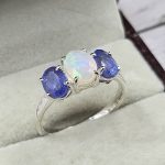 Triple Opal & Tanzanite 925 Silver w/ Rhodium Ring (REXT11-201)