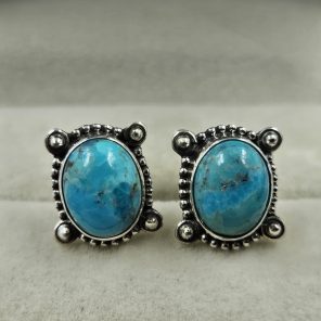 Mohave Turquoise 925 Sterling Silver Stud Earring (REXT60-103)