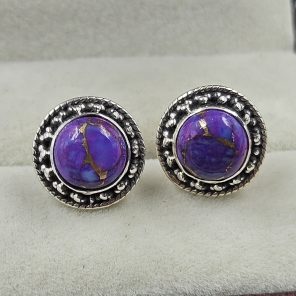 Purple Mohave Turquoise 925 Sterling Silver Stud Earring (REXT60-101)