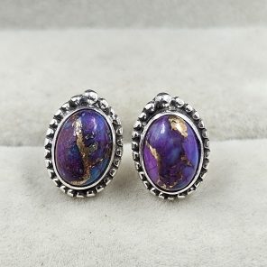 Purple Mohave Turquoise 925 Sterling Silver Stud Earring (REXT60-102)