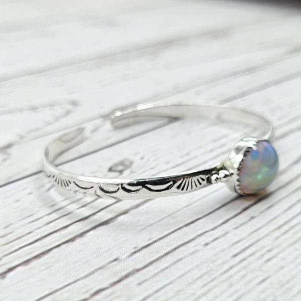 Ethiopian Opal Southwest Etched 925 Silver Cuff Bangle (RSB2-164) - Image 2