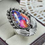 Pink Dahlia Turquoise 925 Sterling Silver Ring (REXT80-3)