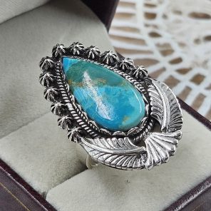 Mohave Turquoise 925 Sterling Silver Ring (REXT80-1)