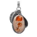 Mexican Fire Opal 1.25" 925 Sterling Silver Pendant (REXT55-7)