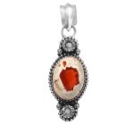Mexican Fire Opal & Morganite 1.25" 925 Sterling Silver Pendant (REXT55-21)