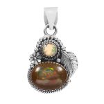 Galaxy Opal & Ethiopian Opal 1.25" 925 Sterling Silver Pendant (REXT76-148)