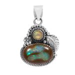 Galaxy Opal & Ethiopian Opal 1.25" 925 Sterling Silver Pendant (REXT76-149)