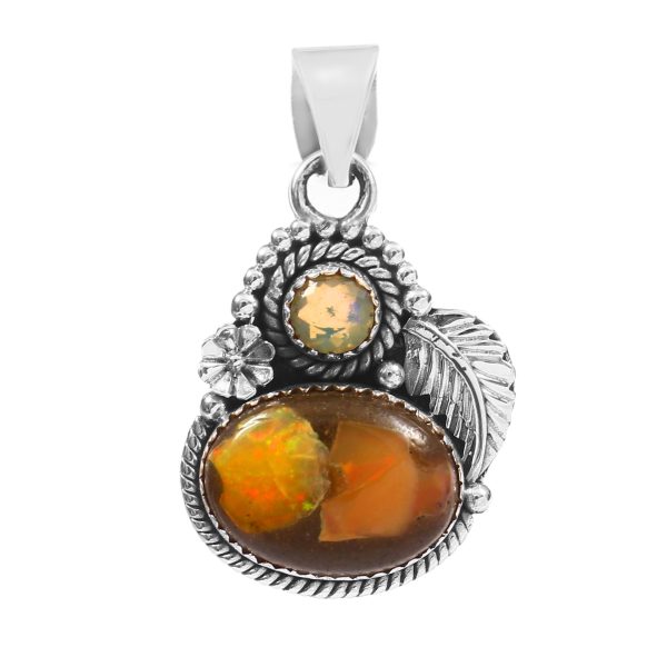 Galaxy Opal & Ethiopian Opal 1.25" 925 Sterling Silver Pendant (REXT76-150)