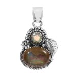 Galaxy Opal & Ethiopian Opal 1.25" 925 Sterling Silver Pendant (REXT76-153)