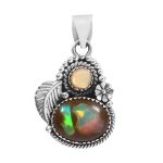 Galaxy Opal & Ethiopian Opal 1.25" 925 Sterling Silver Pendant (REXT76-154)