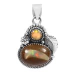Galaxy Opal & Ethiopian Opal 1.25" 925 Sterling Silver Pendant (REXT76-155)