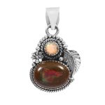 Galaxy Opal & Ethiopian Opal 1.25" 925 Sterling Silver Pendant (REXT76-156)