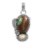 Galaxy Opal & Morganite 1.25" 925 Sterling Silver Pendant (REXT76-158)