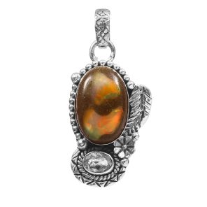 Galaxy Opal & Morganite 1.25" 925 Sterling Silver Pendant (REXT76-165)