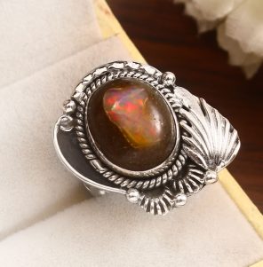 Galaxy Opal Size US 6 925 Sterling Silver Ring (REXT76-146)