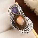 Galaxy Opal & Tanzanite Adjustable 925 Sterling Silver Ring (REXT76-138)