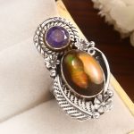 Galaxy Opal & Tanzanite Adjustable 925 Sterling Silver Ring (REXT76-139)