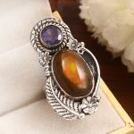 Galaxy Opal & Tanzanite Adjustable 925 Sterling Silver Ring (REXT76-144)
