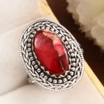 Red Rose Dahlia Turquoise Size US 10 925 Sterling Silver Ring (RS61-232)