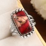 Red Rose Dahlia Turquoise Size US 11 925 Sterling Silver Ring (RS61-247)
