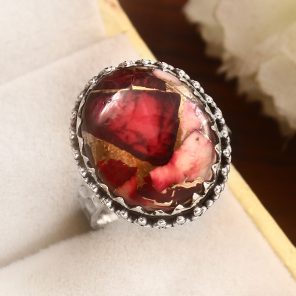Red Rose Dahlia Turquoise Size US 8 925 Sterling Silver Ring (RS61-220)