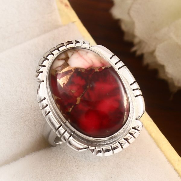 Red Rose Dahlia Turquoise Size US 7 925 Sterling Silver Ring (RS61-216)
