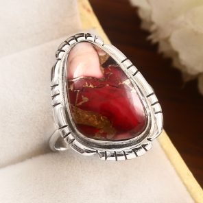 Red Rose Dahlia Turquoise Size US 10 925 Sterling Silver Ring (RS61-243)