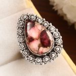 Red Rose Dahlia Turquoise Size US 7 925 Sterling Silver Ring (RS61-211)
