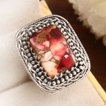 Red Rose Dahlia Turquoise Size US 9 925 Sterling Silver Ring (RS61-227)