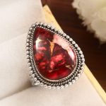 Red Rose Dahlia Turquoise Size US 10 925 Sterling Silver Ring (RS61-239)