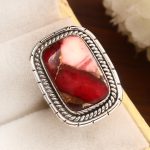 Red Rose Dahlia Turquoise 925 Sterling Silver Ring (RS61-206)