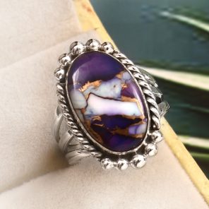 Purple Rose Dahlia Turquoise Size US 6 925 Sterling Silver Ring (RS61-250)