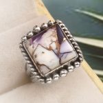 Purple Rose Dahlia Turquoise Size US 7 925 Sterling Silver Ring (RS61-259)