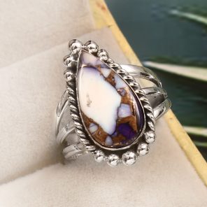 Purple Rose Dahlia Turquoise Size US 9 925 Sterling Silver Ring (RS61-295)