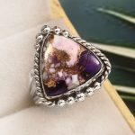Purple Rose Dahlia Turquoise Size US 10 925 Sterling Silver Ring (RS61-304)