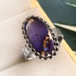 Purple Rose Dahlia Turquoise Size US 7 925 Sterling Silver Ring (RS61-260)