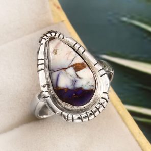 Purple Rose Dahlia Turquoise Size US 10 925 Sterling Silver Ring (RS61-317)