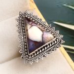 Purple Rose Dahlia Turquoise Size US 6 925 Sterling Silver Ring (RS61-254)