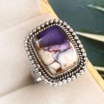Purple Rose Dahlia Turquoise Size US 7 925 Sterling Silver Ring (RS61-263)