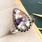 Purple Rose Dahlia Turquoise Size US 10 925 Sterling Silver Ring (RS61-308)